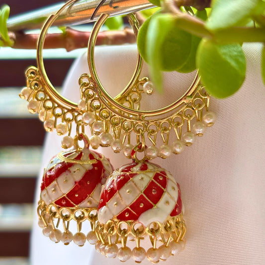 Trendy Gold Plated Pearl Jhumka Hoop Earrings
