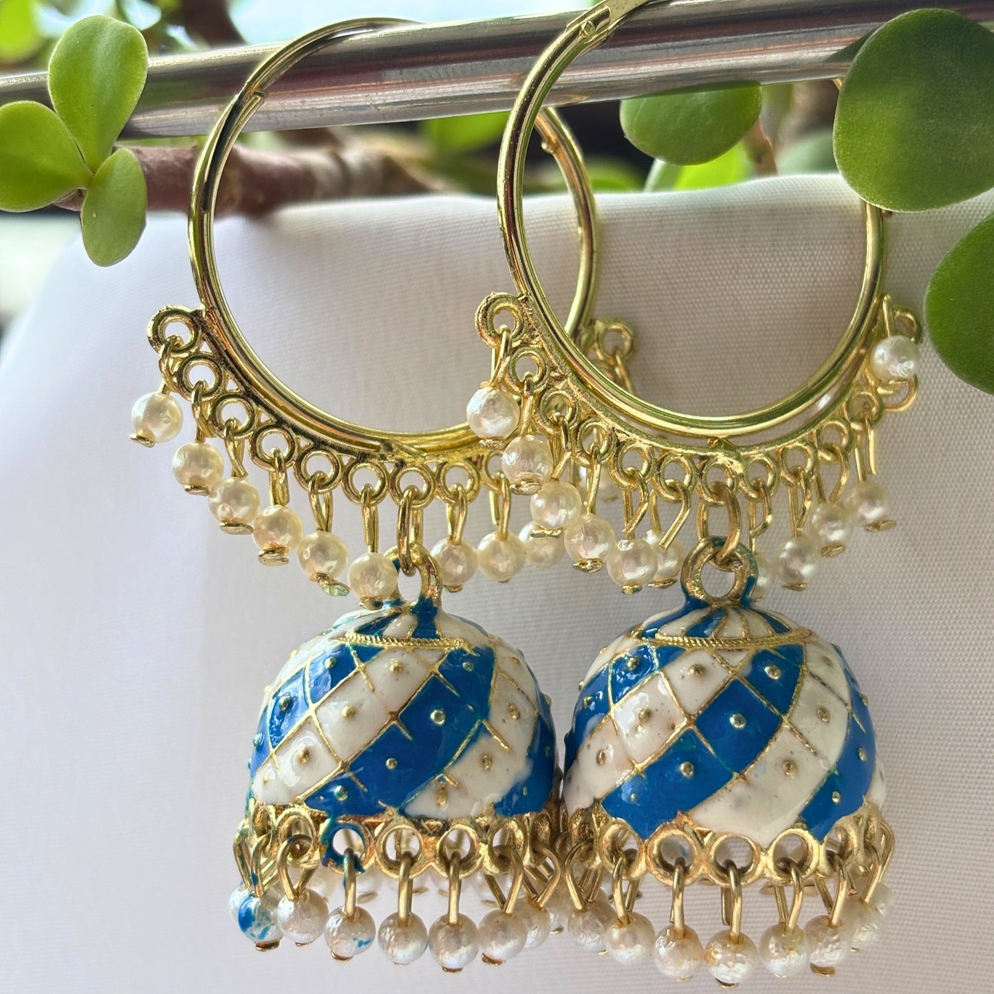 Trendy Gold Plated Pearl Jhumka Hoop Earrings