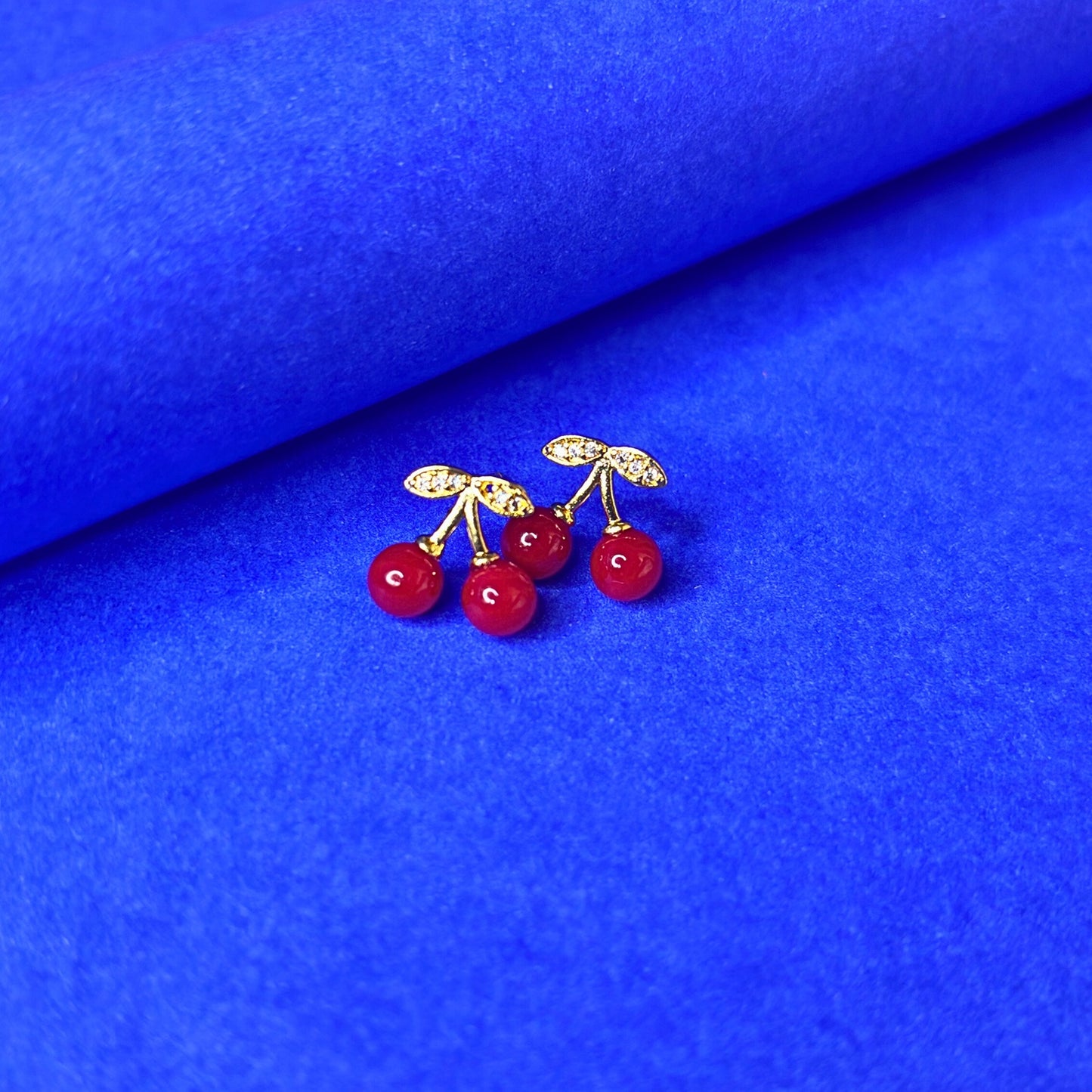 Gold Plated Cherry Stud Earrings for Women & Girls