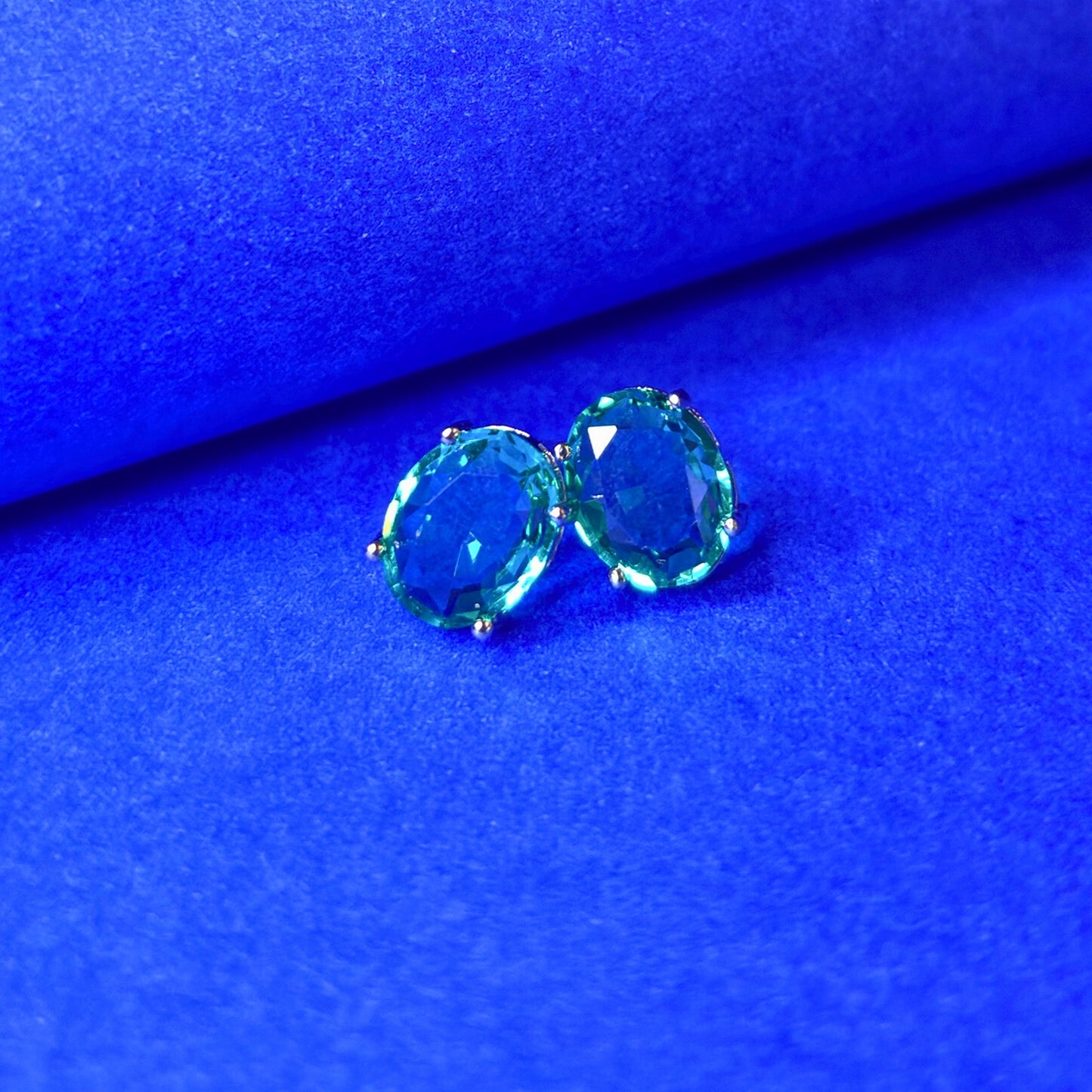 Elegant Oval Green Stone Stud Earrings for Women