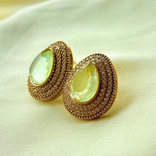 Pale Yellow Teardrop Gold Plated Earrings for Women