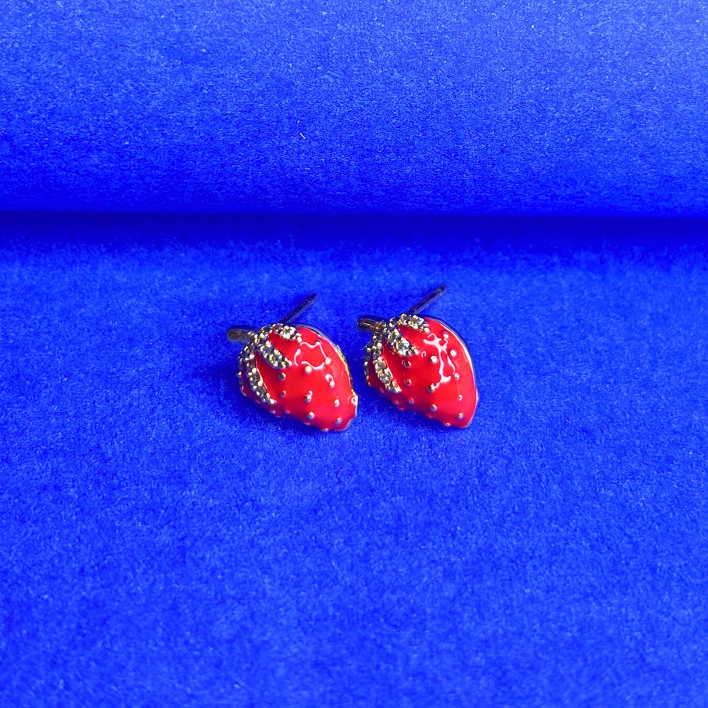 Strawberry Design Gold Plated Waterproof Earrings