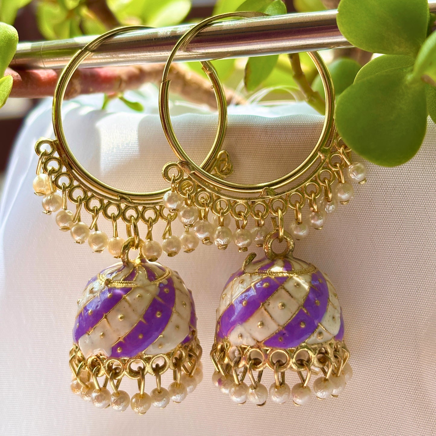 Trendy Gold Plated Pearl Jhumka Hoop Earrings