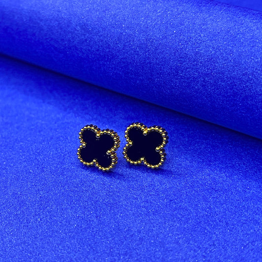 Trendy Gold Plated Clover Stud Earrings for Women