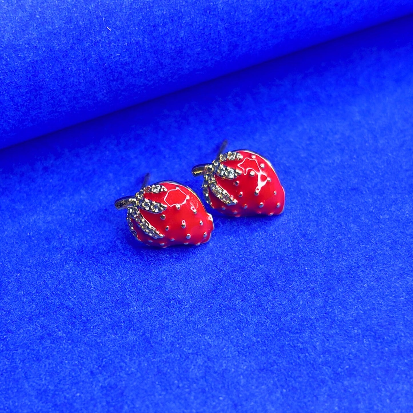 Strawberry Design Gold Plated Waterproof Earrings