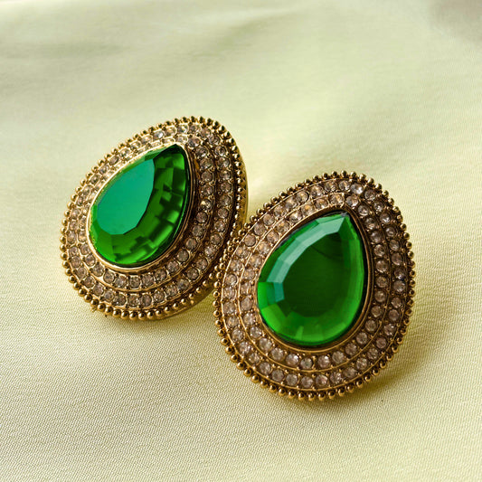 Green Stone Teardrop Earrings for Women