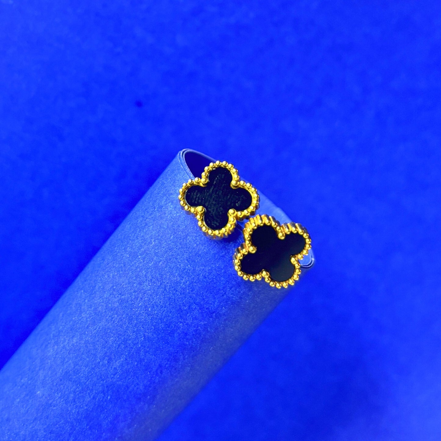 Trendy Gold Plated Clover Stud Earrings for Women