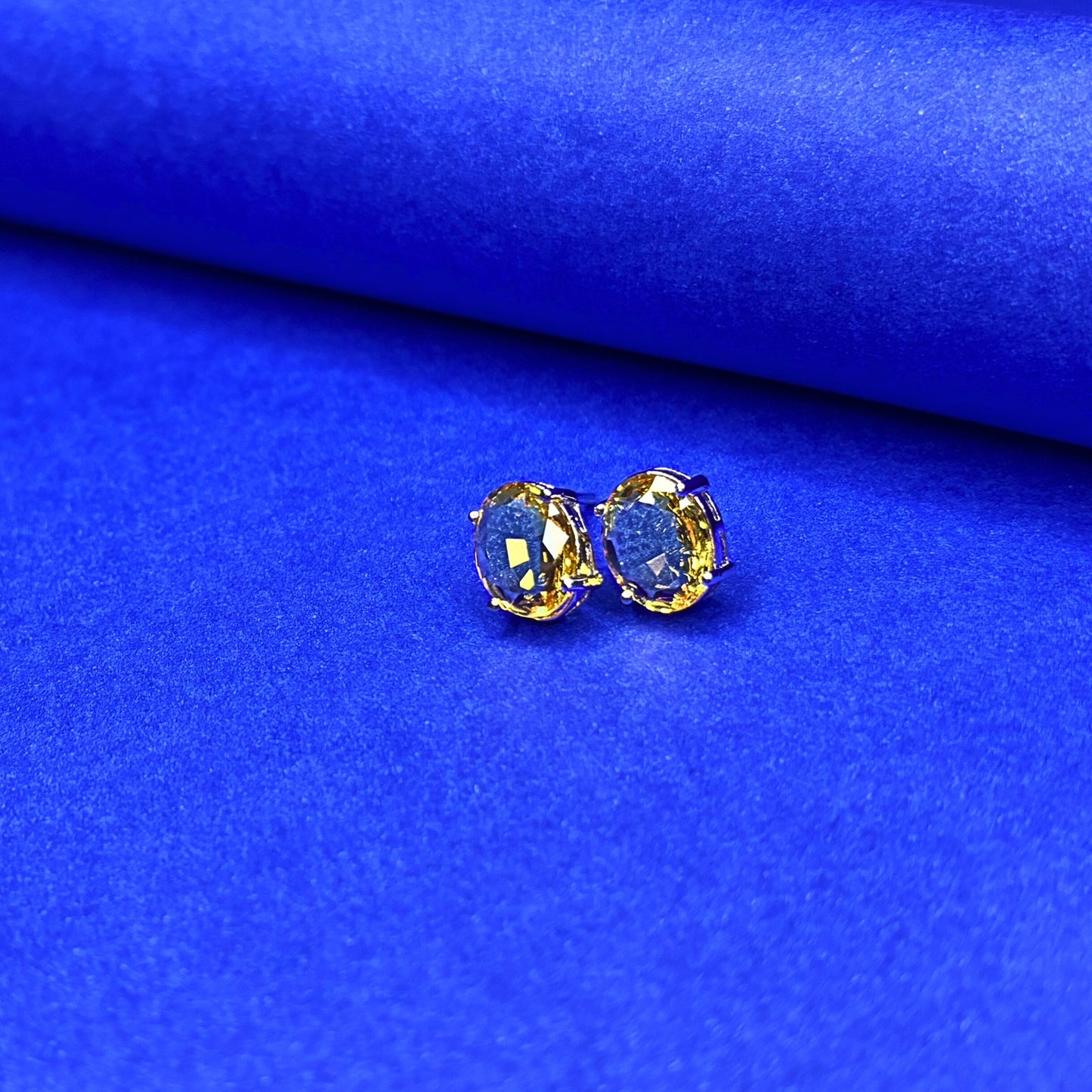 Gold Plated Yellow Stone Stud Earrings for Women