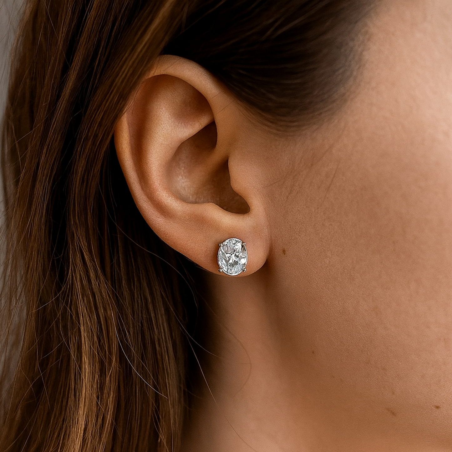 Waterproof Oval-Cut Stud Earrings for Women