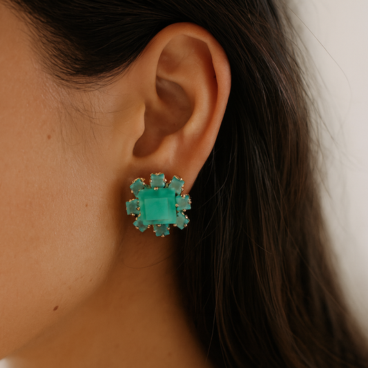 Crystal Bloom Green Studs