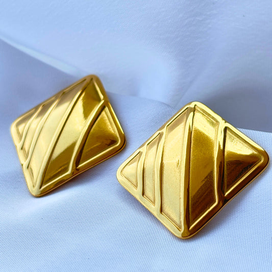 Trendy Geometric Gold-Plated Square Earrings