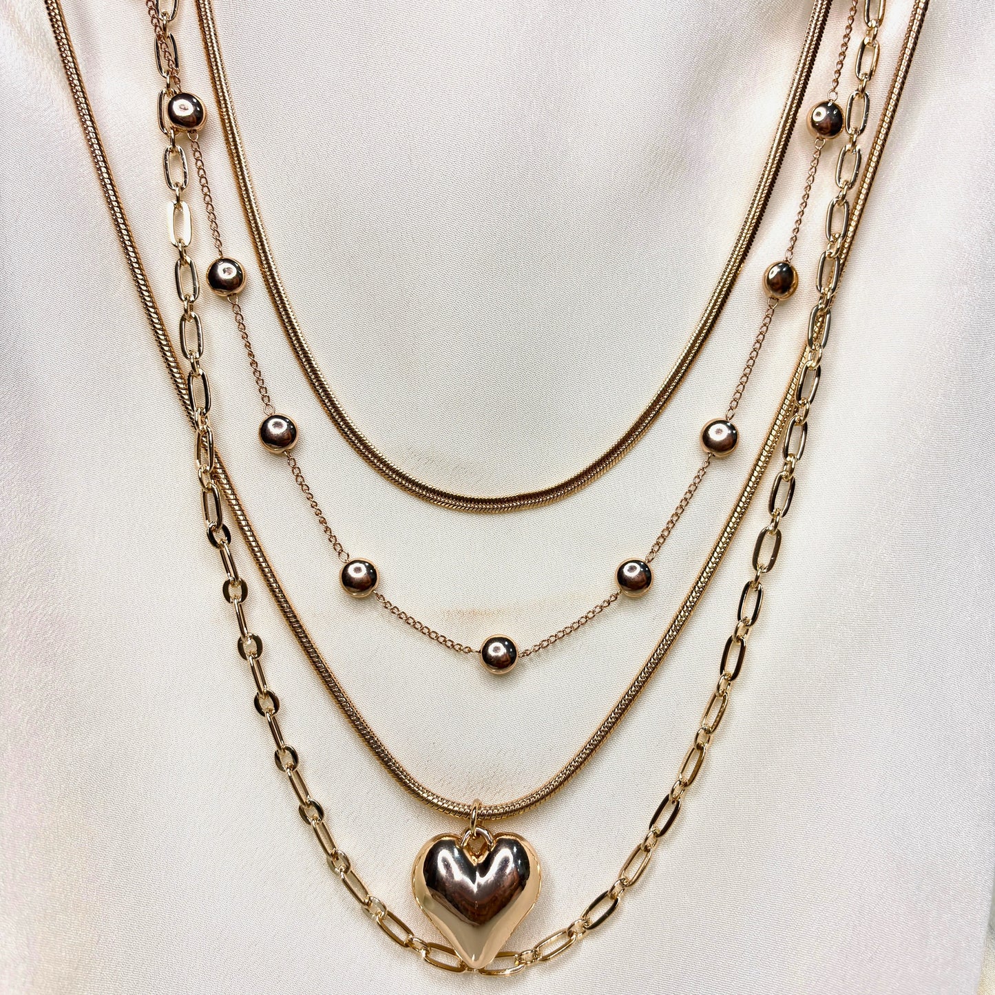 Layered Heart Pendant Necklace for Women