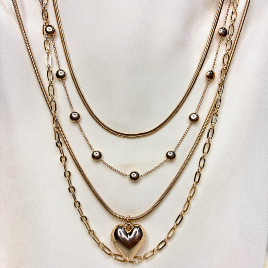 Layered Heart Pendant Necklace for Women