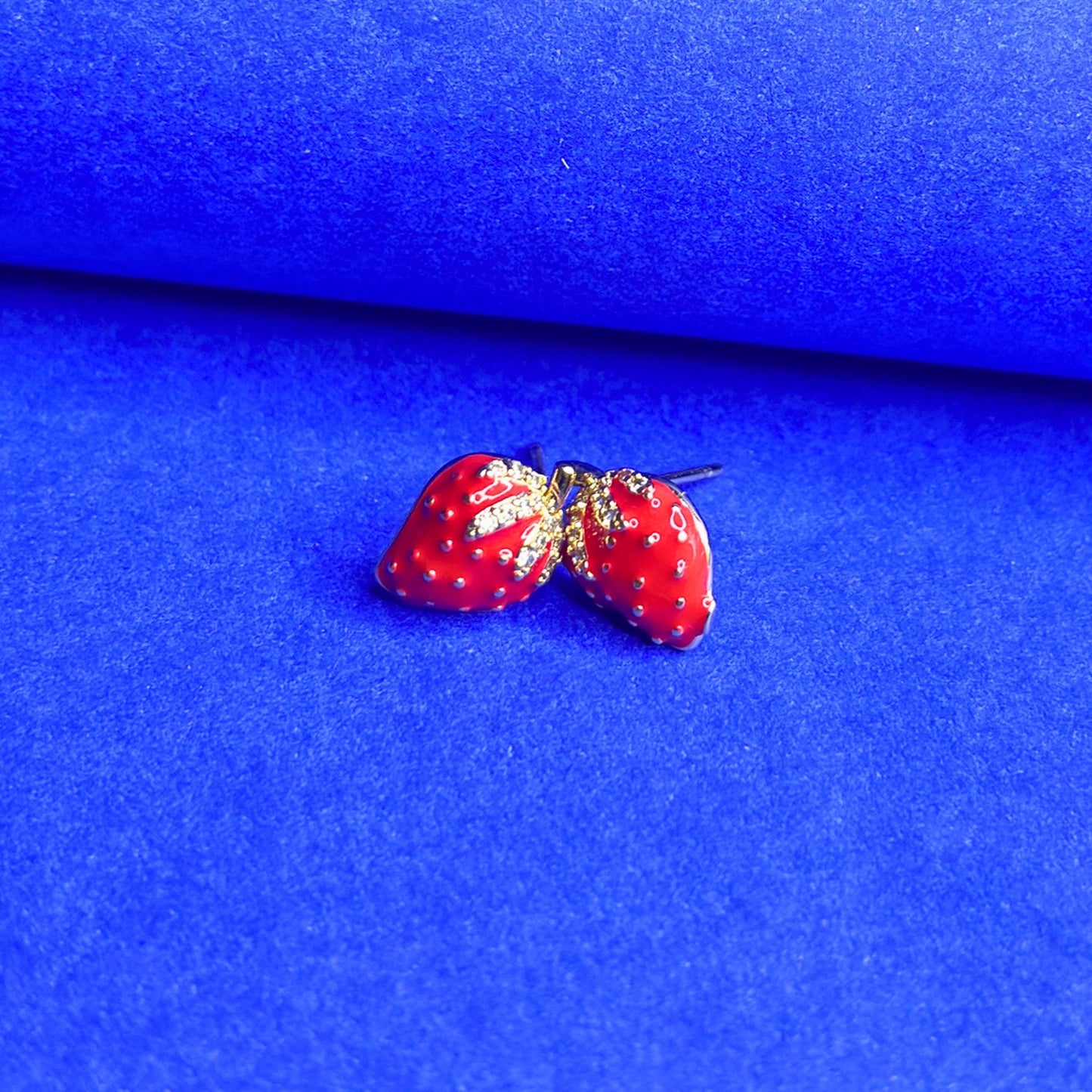 Strawberry Design Gold Plated Waterproof Earrings