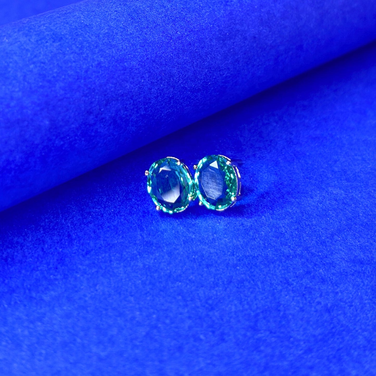 Elegant Oval Green Stone Stud Earrings for Women