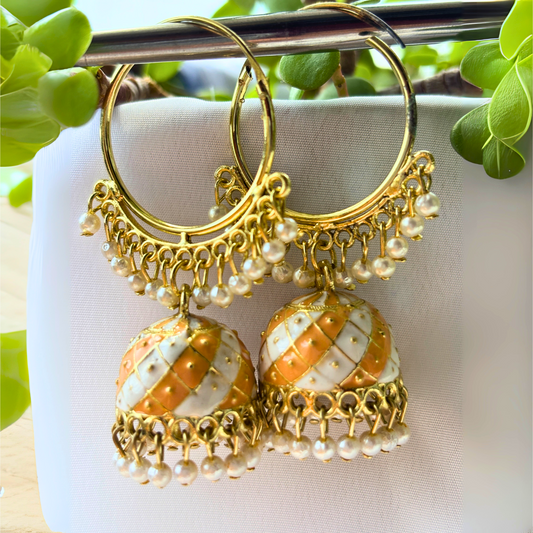 Trendy Gold Plated Pearl Jhumka Hoop Earrings