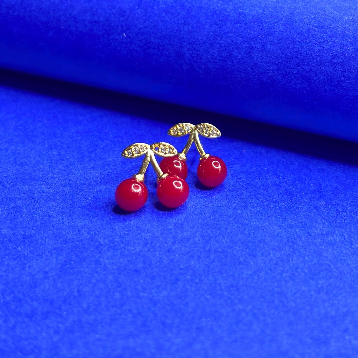 Gold Plated Cherry Stud Earrings for Women & Girls