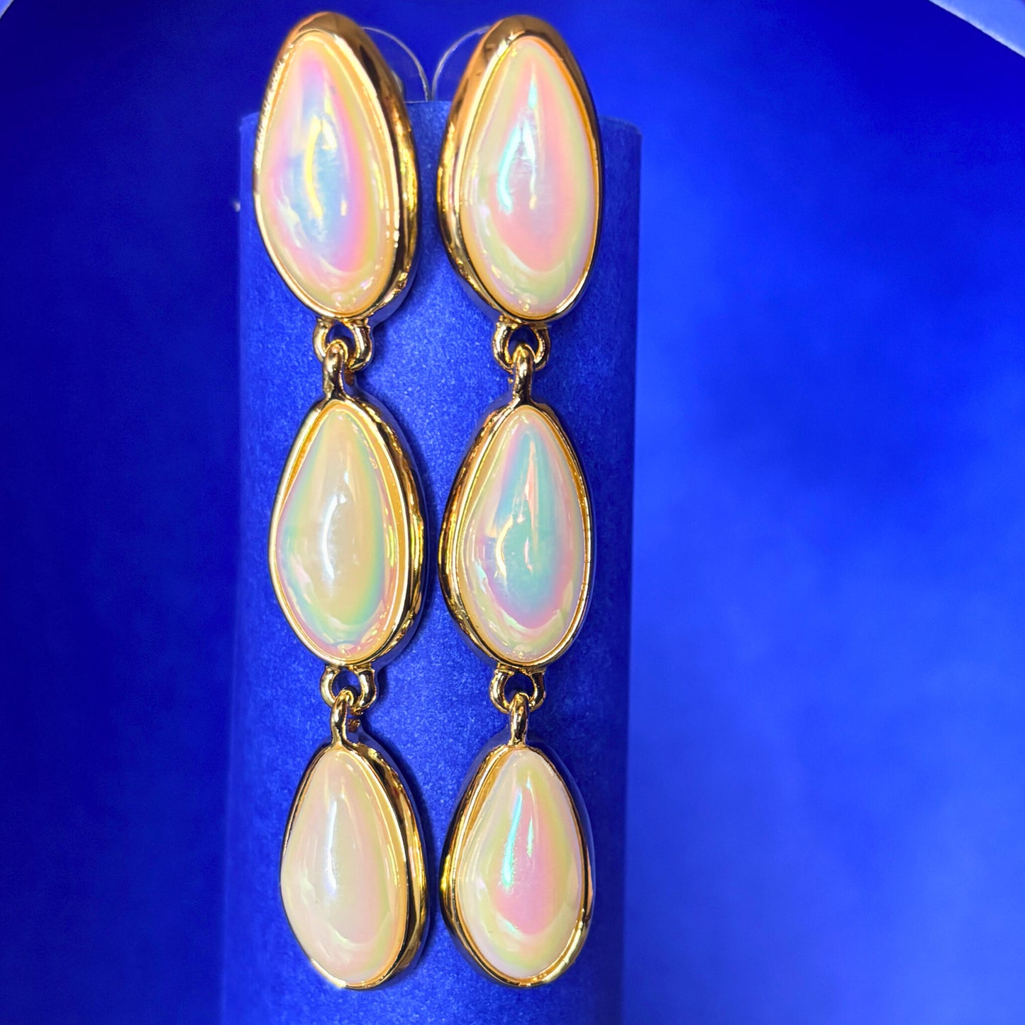Gold Plated Triple Drop Earrings for Women & Girls