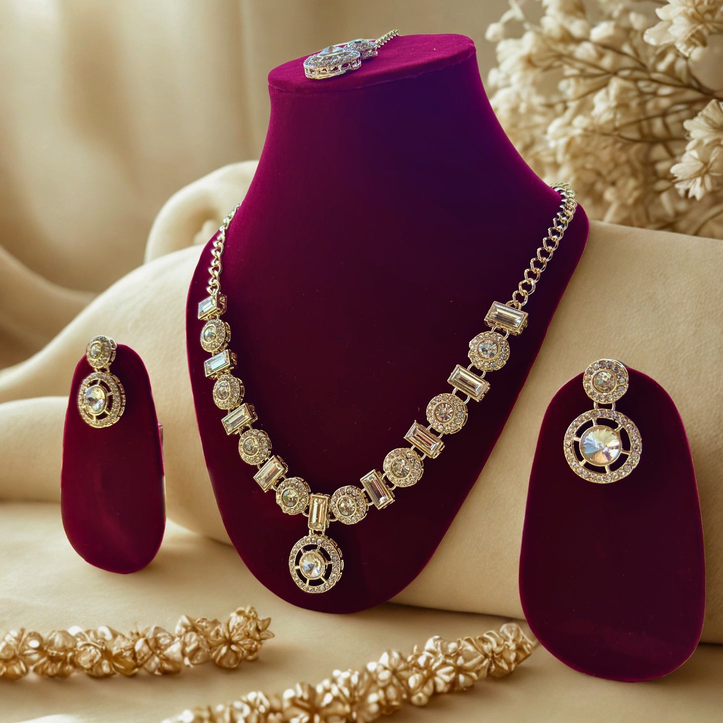 Luxury Crystal Stone Silver Jewelry Set